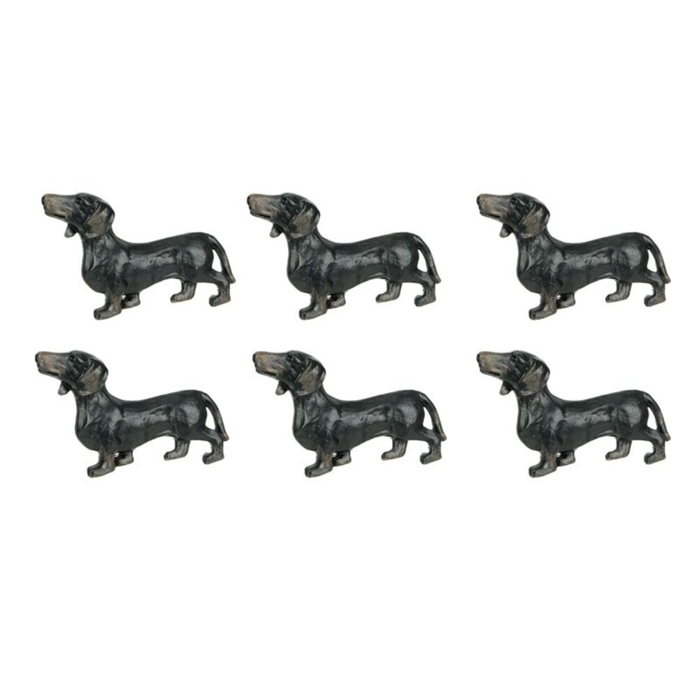Set of 6 Dachshund Drawer Pulls Decorative Knobs - Cast Iron
